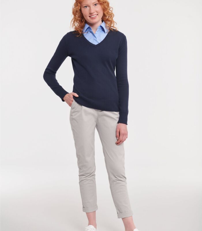 Ladies' V-Neck Knitted Pullover Thumbnail