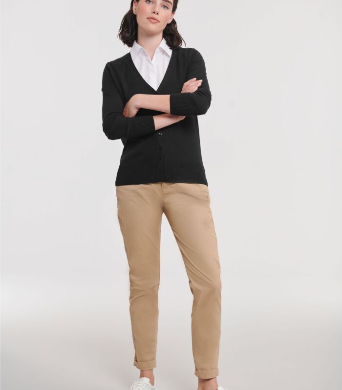 Ladies'  V-Neck Knitted Cardigan Thumbnail