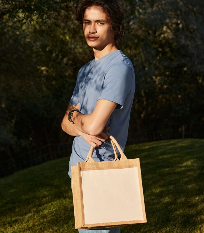 Cotton Pocket Jute Midi Tote Thumbnail