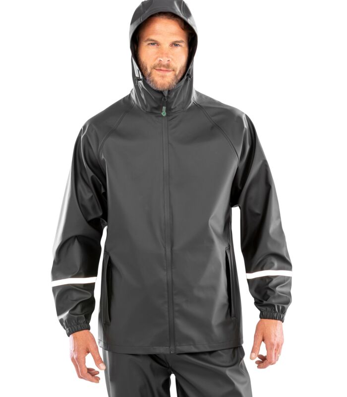 Prism PU Waterproof Jacket With Reflective Bands and Recycled Backing Thumbnail