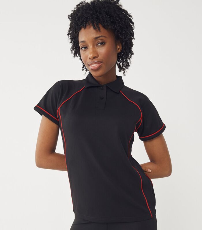 Women's piped performance polo Thumbnail