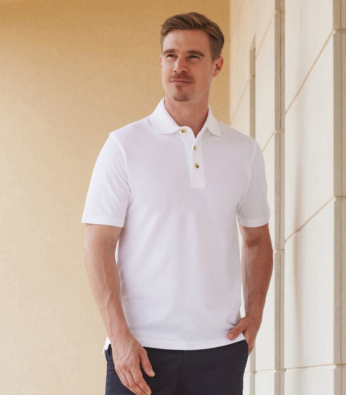Classic cotton piqué polo with stand-up collar Thumbnail
