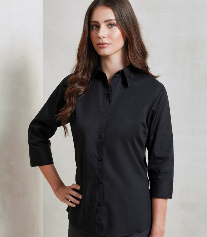 Women's ¾ sleeve poplin blouse Thumbnail