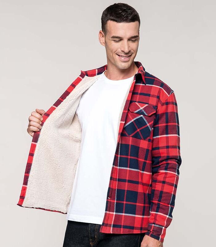 Sherpa-lined checked shirt jacket Thumbnail