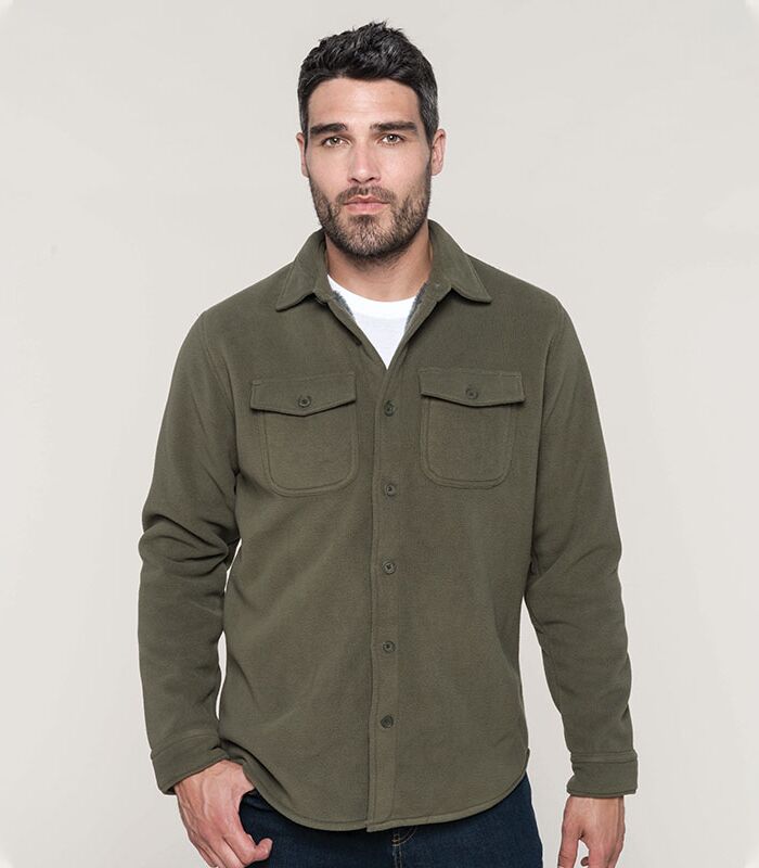 Sherpa-lined fleece overshirt Thumbnail