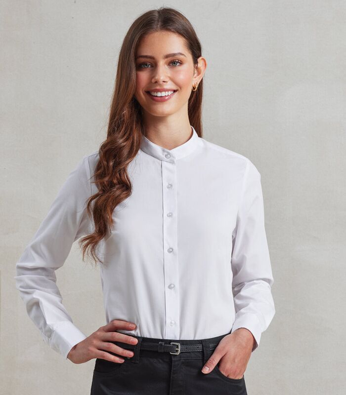 Women's banded collar 'grandad' shirt Thumbnail